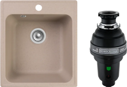 Комплект Мойка Reflection Quadra RF0243BE бежевая + Измельчитель Bone Crusher BC 1000-AS