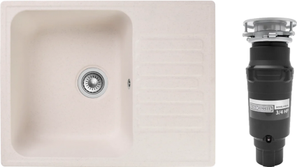 Комплект Мойка Reflection Prima RF0460WH белая + Измельчитель Bone Crusher BC 910-SL-Slim Line