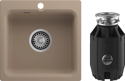 Комплект Мойка Reflection Base RX0743SD песочная + Измельчитель Bone Crusher BC 910-AS
