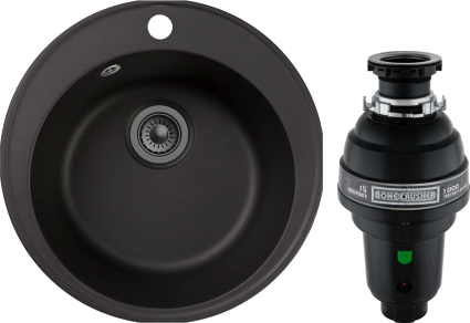 Комплект Мойка Reflection Arena RF0148BL черная + Измельчитель Bone Crusher BC 1000-AS