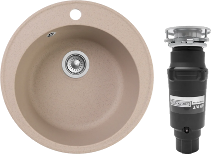 Комплект Мойка Reflection Arena RF0148BE бежевая + Измельчитель Bone Crusher BC 910-SL-Slim Line