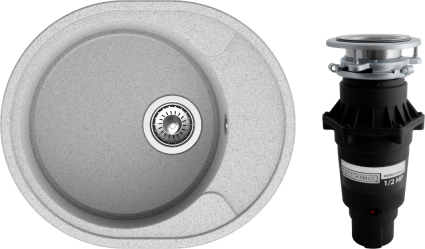 Комплект Мойка Reflection Allonge RF0658GR серая + Измельчитель Bone Crusher BC 810-SL Slim Line