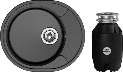 Комплект Мойка Reflection Allonge RF0658BL черная + Измельчитель Bone Crusher BC 810-AS