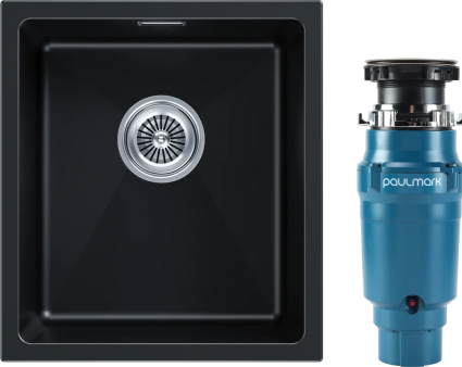 Комплект Мойка Paulmark Lumi LU41-BLM чёрный металлик + Измельчитель Intenso I-400