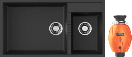 Комплект Мойка Omoikiri Tedori 85-2-U черная + Измельчитель Nagare 500
