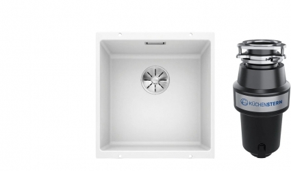 Комплект Мойка Blanco Subline 400-U белая + Измельчитель KUCHENSTERN Muhle 351MU35