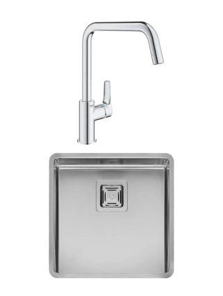 Комплект Мойка Reginox Texas Cuadrat LUX 3,5" (c/box) 40x40 L radius 10 + Смеситель Grohe Eurosmart 30567000