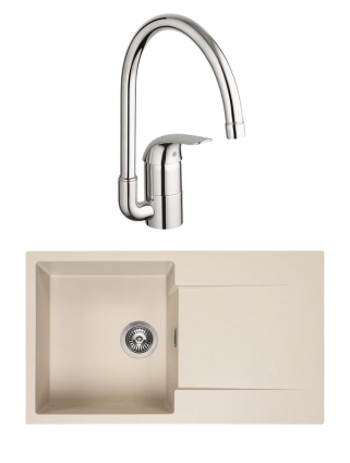 Комплект Мойка Reginox Amsterdam 10 3,5" caffe silvery + Смеситель Grohe Euroeco 32752000