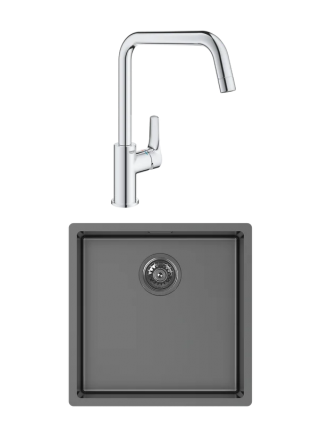 Комплект Мойка Kantera Cayman CAR410 BP(K) black pearl + Смеситель Grohe Eurosmart 30567000