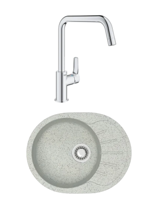 Комплект Мойка Azario Light 00079923 светло-серая + Смеситель Grohe Eurosmart 30567000