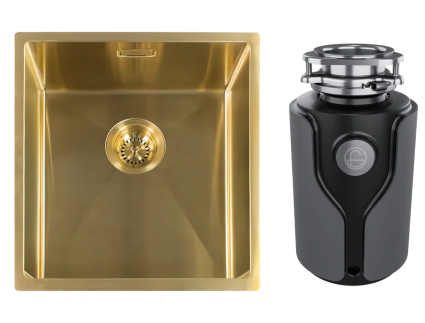 Комплект Мойка Reginox Miami 3,5" PVD 40x40 gold + Измельчитель KUCHENSTERN Muhle 353MU35