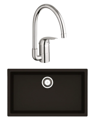 Комплект Мойка Reginox Amsterdam 72 3,5" black silvery + Смеситель Grohe Euroeco 32752000