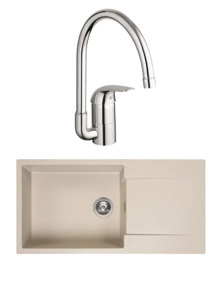 Комплект Мойка Reginox Amsterdam 540 3,5" caffe silvery + Смеситель Grohe Euroeco 32752000