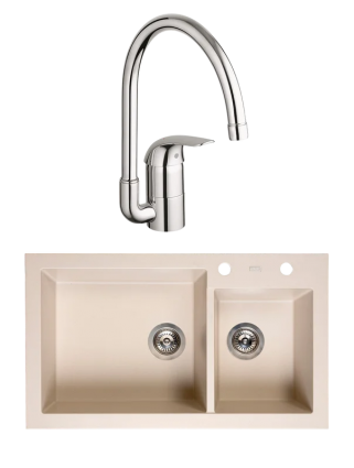 Комплект Мойка Reginox Amsterdam 25 Caffe Silvery 3,5" (c/box) + Смеситель Grohe Euroeco 32752000