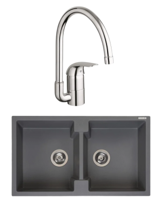 Комплект Мойка Reginox Amsterdam 20 3,5" grey silvery + Смеситель Grohe Euroeco 32752000