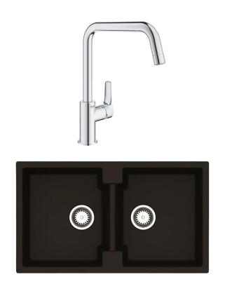 Комплект Мойка Reginox Amsterdam 20 3,5" black silvery + Смеситель Grohe Eurosmart 30567000