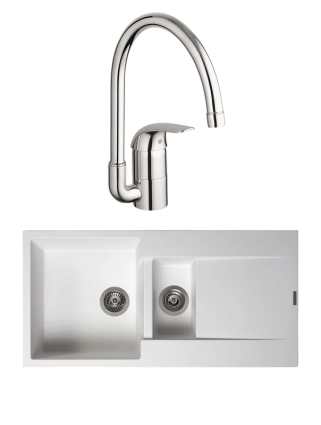 Комплект Мойка Reginox Amsterdam 15 3,5" pure white + Смеситель Grohe Euroeco 32752000