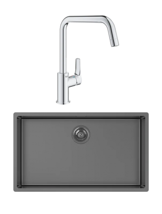 Комплект Мойка Kantera Cayman CAR725 BP(K) black pearl + Смеситель Grohe Eurosmart 30567000