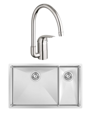 Комплект Мойка Kantera Cayman CAR490 D3/L SB L scotchbrush + Смеситель Grohe Euroeco 32752000