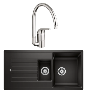 Комплект Мойка Blanco Zia 6S 526021 черная + Смеситель Grohe Euroeco 32752000