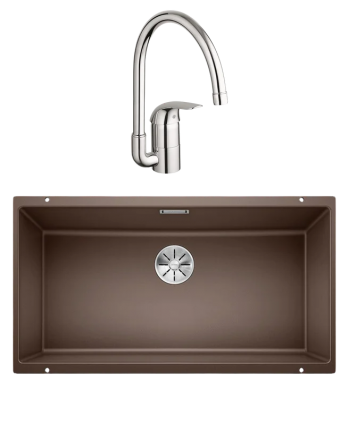 Комплект Мойка Blanco Subline 800-U кофе + Смеситель Grohe Euroeco 32752000