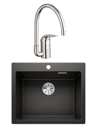 Комплект Мойка Blanco Pleon 6 черная + Смеситель Grohe Euroeco 32752000