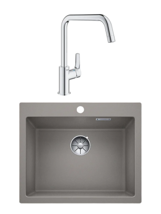 Комплект Мойка Blanco Pleon 6 серый беж + Смеситель Grohe Eurosmart 30567000