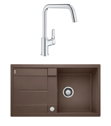 Комплект Мойка Blanco Metra 5S 515041 кофе + Смеситель Grohe Eurosmart 30567000