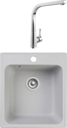 Комплект Мойка Reflection Quadra RF0243GR серая + Смеситель MEGA Mega MG-SUN03