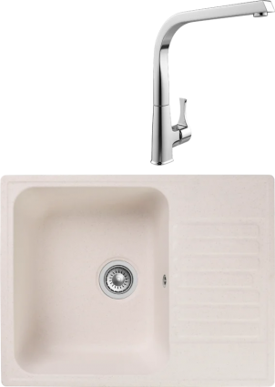 Комплект Мойка Reflection Prima RF0460WH белая + Смеситель MEGA Mega MG-SUN03