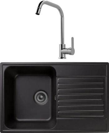 Комплект Мойка Reflection Bolero RF0574BL черная + Смеситель MEGA City MG- ZRV104 хром