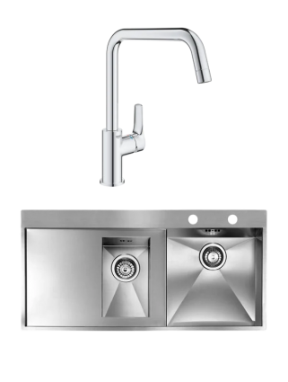 Комплект Мойка Reginox Ontario 1.5 LUX OKG right L сталь + Смеситель Grohe Eurosmart 30567000