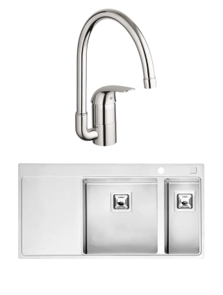 Комплект Мойка Reginox Nevada LUX OKG right L 40x18 сталь + Смеситель Grohe Euroeco 32752000