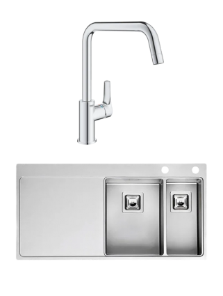Комплект Мойка Reginox Nevada LUX OKG right L 30x18 сталь + Смеситель Grohe Eurosmart 30567000