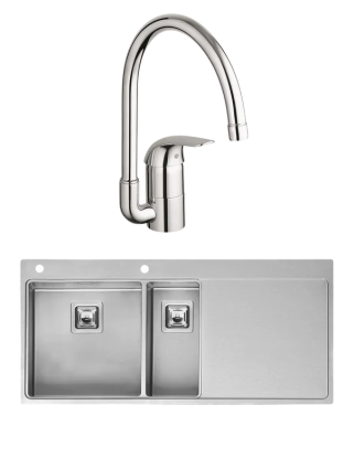 Комплект Мойка Reginox Nevada LUX OKG left L 40x18 сталь + Смеситель Grohe Euroeco 32752000
