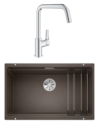 Комплект Мойка Blanco Etagon 700-U кофе + Смеситель Grohe Eurosmart 30567000