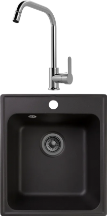 Комплект Мойка Reflection Quadra RF0243BL черная + Смеситель MEGA City MG- ZRV104 хром