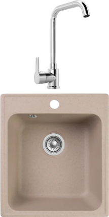 Комплект Мойка Reflection Quadra RF0243BE бежевая + Смеситель MEGA Ege MG-PL10 хром