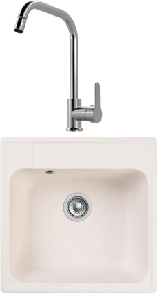Комплект Мойка Reflection Etude RF0353WH белая + Смеситель MEGA City MG- ZRV104 хром