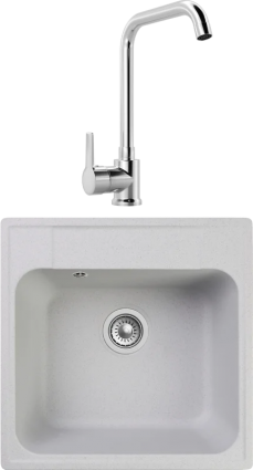 Комплект Мойка Reflection Etude RF0353GR серая + Смеситель MEGA Ege MG-PL10 хром