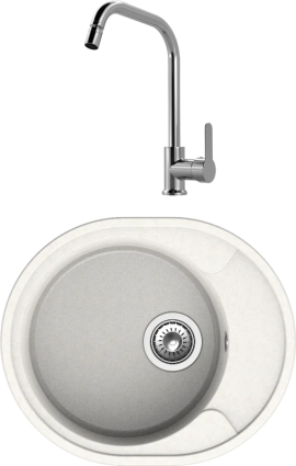 Комплект Мойка Reflection Allonge RF0658WH белая + Смеситель MEGA City MG- ZRV104 хром