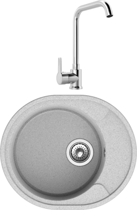 Комплект Мойка Reflection Allonge RF0658GR серая + Смеситель MEGA Ege MG-PL10 хром