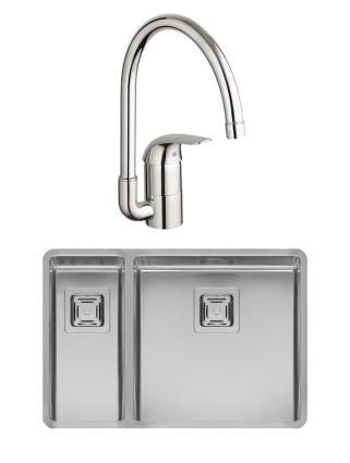 Комплект Мойка Reginox Texas + LUX L 40x40 18x40 сталь + Смеситель Grohe Euroeco 32752000