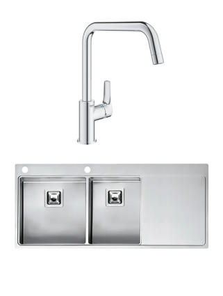 Комплект Мойка Reginox Nevada LUX OKG left L 40x30 сталь + Смеситель Grohe Eurosmart 30567000