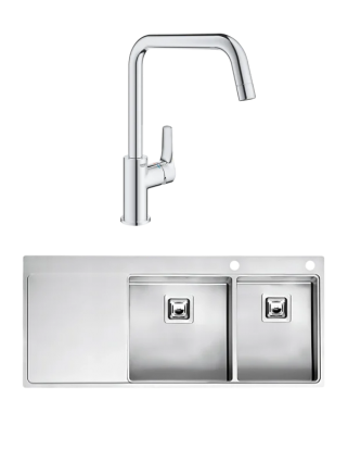 Комплект Мойка Reginox Nevada LUX OKG right L 40x30 сталь + Смеситель Grohe Eurosmart 30567000