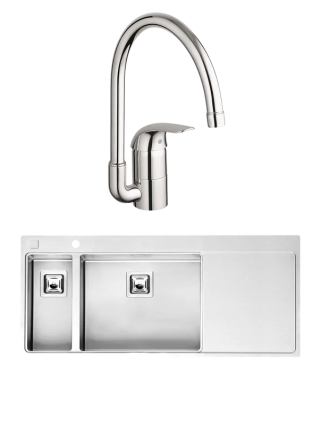 Комплект Мойка Reginox Nevada LUX OKG left L 18x50 сталь + Смеситель Grohe Euroeco 32752000