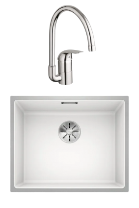 Комплект Мойка Blanco Subline 500-IF белая + Смеситель Grohe Euroeco 32752000