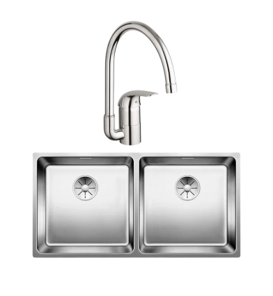 Комплект Мойка Blanco Andano 400/400-U сталь + Смеситель Grohe Euroeco 32752000