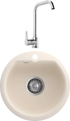 Комплект Мойка Reflection Start RX0844WH белая + Смеситель MEGA Ege MG-PL10 хром