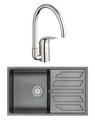 Комплект Мойка Granula 8601, шварц + Смеситель Grohe Euroeco 32752000